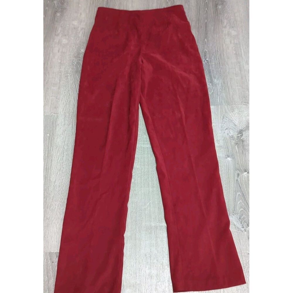 Vintage La Belle Womens Red Suede Straight Leg Pants Size 9 480
